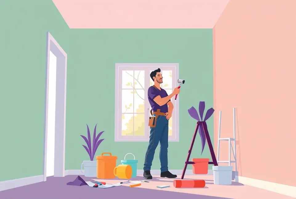 Intérieur rénové après travaux de peinture à Villeurbanne